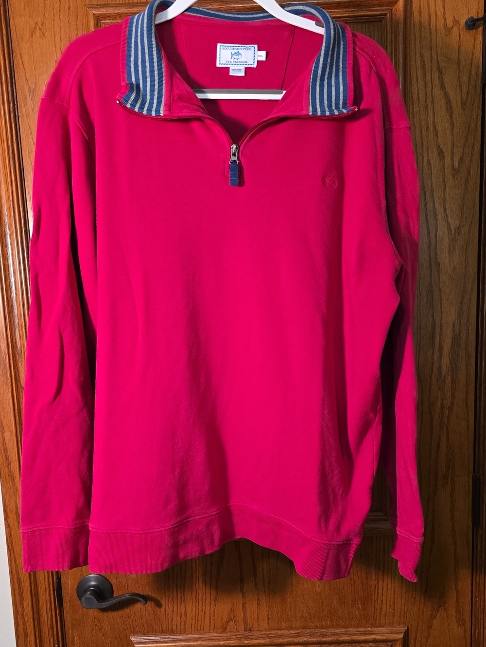 Southern Tide, Men’s Pink Quarter-Zip with Striped Collar